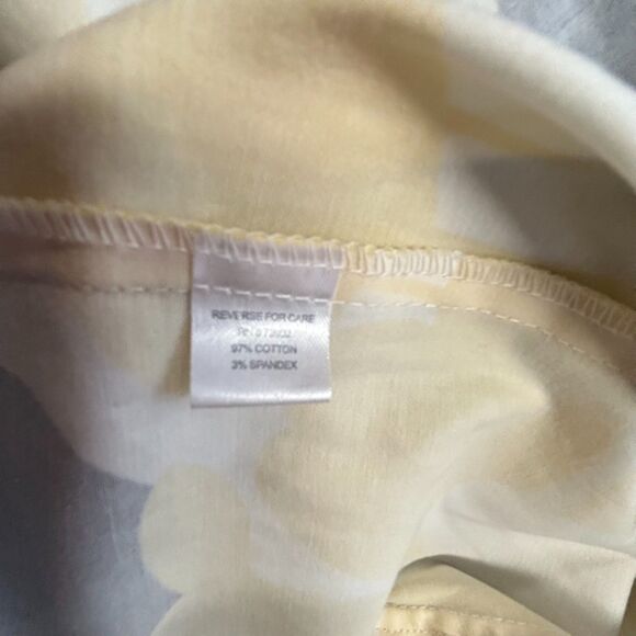 Erin London Yellow Navy Floral 3/4 Sleeve Collared Button Up Topper Jacket Sz L - Picture 9 of 13